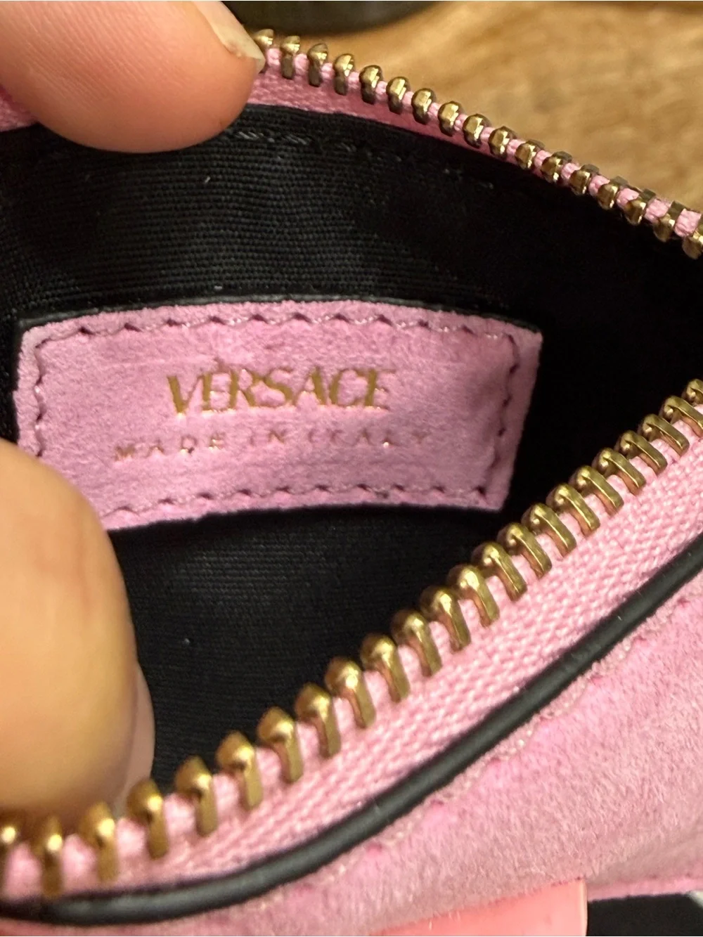 Versace Suede Pink Medusa Card & Coin Pouch